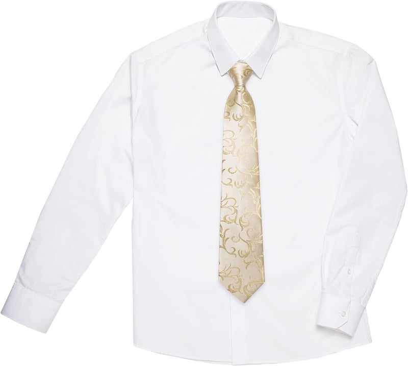 DiBanGu Boys Pre-tied Neckties and Pocket Square Set Adjustable Strap Tie for Kids Wedding Party Graduation School Uniforms - Image 4
